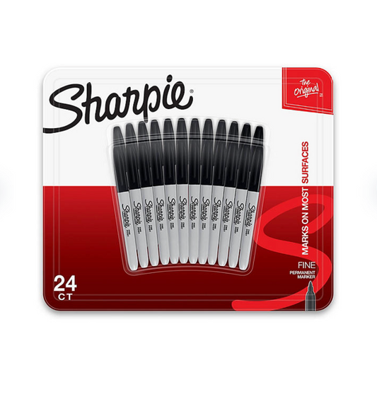 Sharpie Fine Permanent Markers Black (24/Pack)