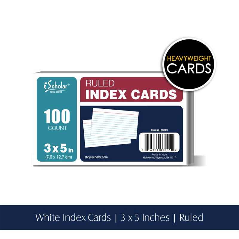 Index Cards Ruled 3"x5", 100CT